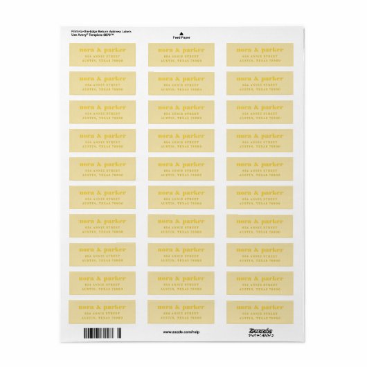 Butter Yellow Bold Typography Retouradres Etiket (Full Sheet)