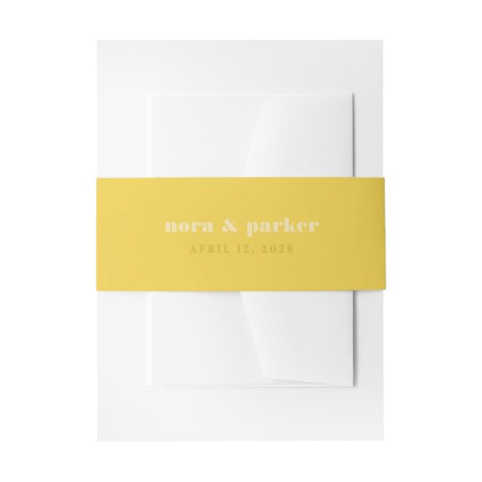 Butter Yellow Bold Typography Simple Wedding Uitnodigingen Wikkel (Voorkant Voorbeeld)