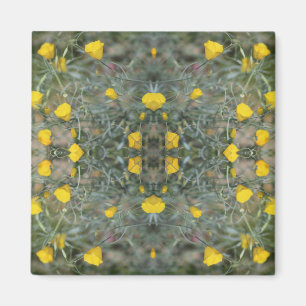 Butter Yellow California Poppy Pattern Magnet