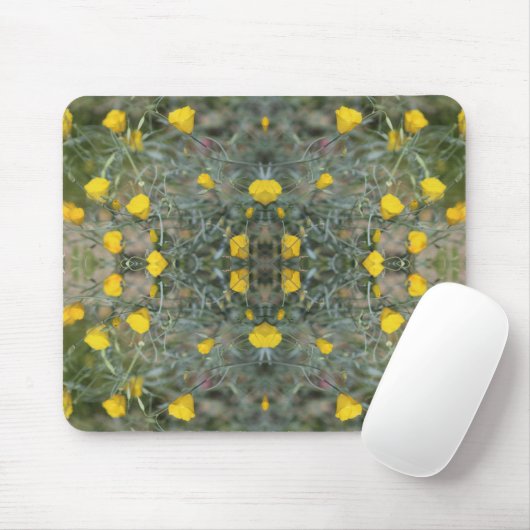 Butter Yellow California Poppy Pattern Muismat (Met muis)