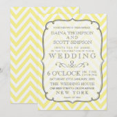  Butter Yellow Chevron Stripes Wedding Kaart (Voorkant / Achterkant)