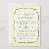  Butter Yellow Chevron Stripes Wedding Kaart (Voorkant)