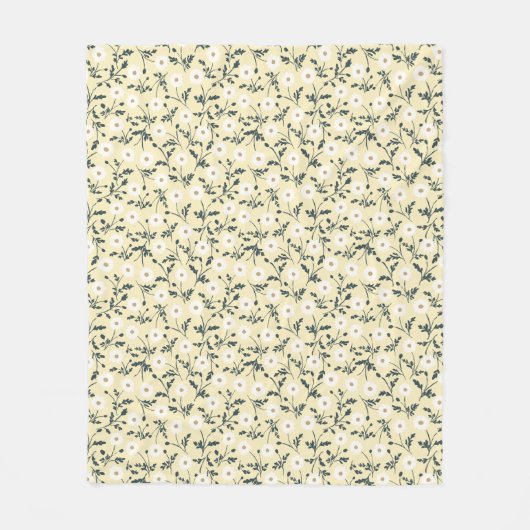 Butter Yellow Cream Modern Farmhouse Daisy Pattern Fleece Deken (Voorkant)