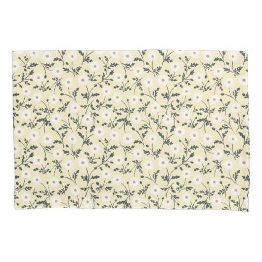 Butter Yellow Cream Modern Farmhouse Daisy Pattern Kussensloop (Voorkant)