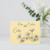 Butter Yellow Daisy Waterverf naam en leeftijd Ver Briefkaart (Staand voorkant)