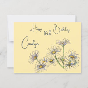 Butter Yellow Daisy Waterverf naam en leeftijd Ver Briefkaart