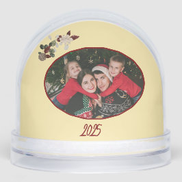Butter Yellow & Deep Red Floral Photo Christmas Sneeuwbol