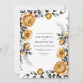 Butter Yellow & Dove Gray Botanical Floral Wedding Kaart (Voorkant)