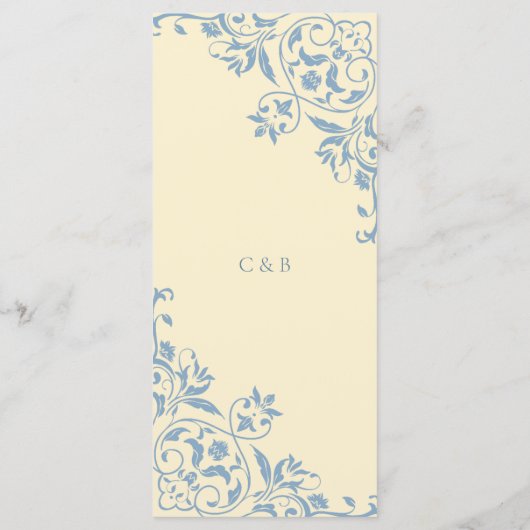 Butter Yellow Dusty Blue Elegant Wedding Menu (Achterkant)