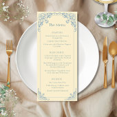 Butter Yellow Dusty Blue Elegant Wedding Menu