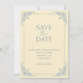 Butter Yellow Dusty Blue Minimal Bewaar de datum Kaart (Voorkant)