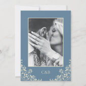 Butter Yellow Dusty Blue Minimal Bewaar de datum Kaart (Achterkant)