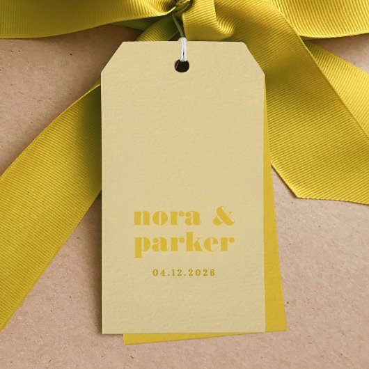 Butter Yellow Eenvoudige bruiloft Cadeaulabel