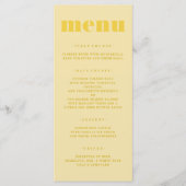 Butter Yellow Eenvoudige bruiloft Menu (Voorkant)