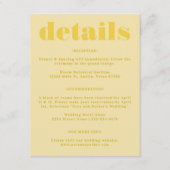 Butter Yellow Eenvoudige Trouwdetails Informatiekaartje (Voorkant)