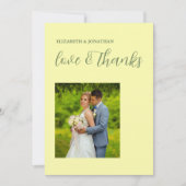 Butter Yellow en Sage Minimalist Wedding Bedankkaart (Voorkant)
