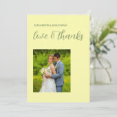 Butter Yellow en Sage Minimalist Wedding Bedankkaart (Staand voorkant)