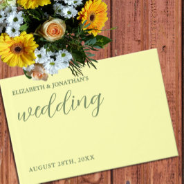 Butter Yellow en Sage Minimalist Wedding Gastenboek