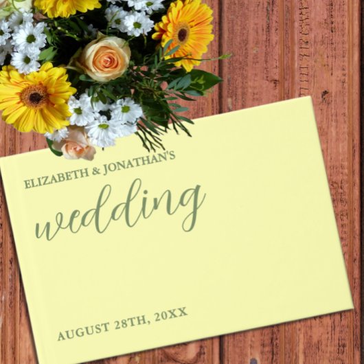 Butter Yellow en Sage Minimalist Wedding Gastenboek