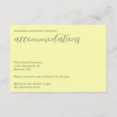 Butter Yellow en Sage Minimalist Wedding Informatiekaartje (Voorkant)