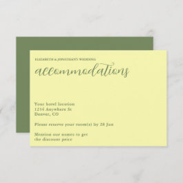 Butter Yellow en Sage Minimalist Wedding Informatiekaartje