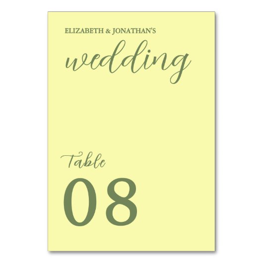 Butter Yellow en Sage Minimalist Wedding Kaart (Voorkant)