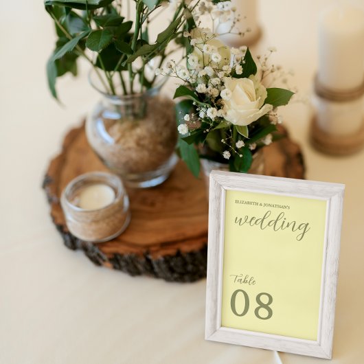 Butter Yellow en Sage Minimalist Wedding Kaart