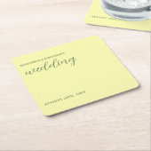 Butter Yellow en Sage Minimalist Wedding Kartonnen Onderzetters (Schuin)