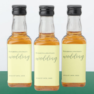 Butter Yellow en Sage Minimalist Wedding Likeurfles Etiket