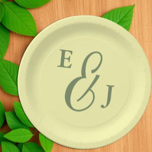 Butter Yellow en Sage Minimalist Wedding Papieren Bordje