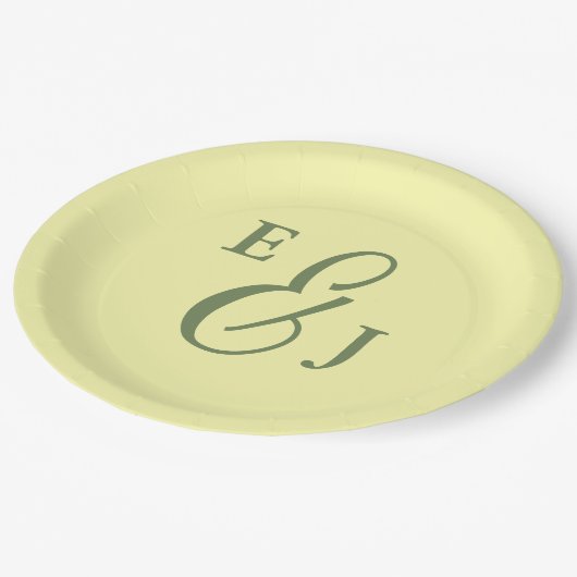 Butter Yellow en Sage Minimalist Wedding Papieren Bordje (Gekanteld)