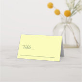 Butter Yellow en Sage Minimalist Wedding Plaatskaartje (Voorkant)