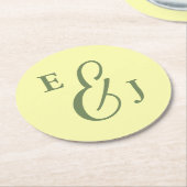 Butter Yellow en Sage Minimalist Wedding Ronde Kartonnen Onderzetter (Gebogen)