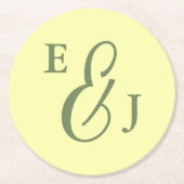 Butter Yellow en Sage Minimalist Wedding Ronde Kartonnen Onderzetter (Voorkant)