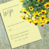 Butter Yellow en Sage Minimalist Wedding RSVP Kaartje