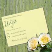 Butter Yellow en Sage Minimalist Wedding RSVP Kaartje