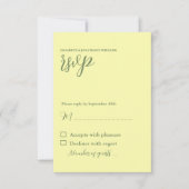 Butter Yellow en Sage Minimalist Wedding RSVP Kaartje (Voorkant)