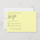 Butter Yellow en Sage Minimalist Wedding RSVP Kaartje (Voorkant)