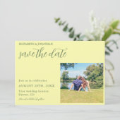 Butter Yellow en Sage Minimalist Wedding Save The Date (Staand voorkant)
