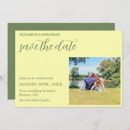 Butter Yellow en Sage Minimalist Wedding Save The Date