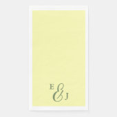Butter Yellow en Sage Minimalist Wedding Servet (Voorkant)