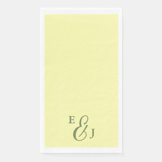 Butter Yellow en Sage Minimalist Wedding Servet (Voorkant)