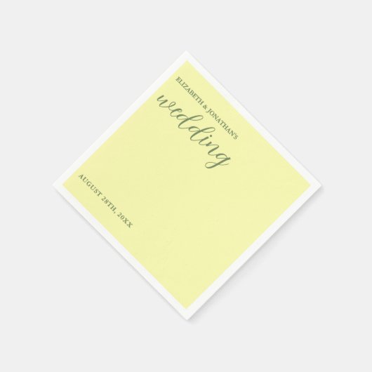 Butter Yellow en Sage Minimalist Wedding Servet (Hoek)