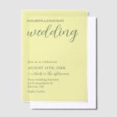 Butter Yellow en Sage Minimalist Wedding Vellum Uitnodigingen (Offset)