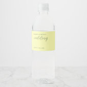 Butter Yellow en Sage Minimalist Wedding Waterfles Etiket (Voorkant)