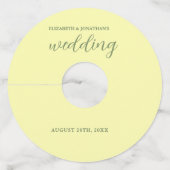 Butter Yellow en Sage Minimalist Wedding Wijnglaslabel (Voorkant)