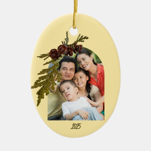 Butter Yellow Fern Photo  Keramisch Ornament (Voorkant)