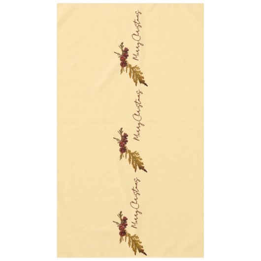 Butter Yellow Fern & Pine cone Merry Christmas Tafelkleed (Voorkant)