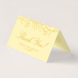 Butter Yellow Floral Wedding Folded Thank You Card Kaart