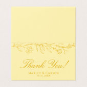 Butter Yellow Floral Wedding Folded Thank You Card Kaart (Buitenkant ongevouwen)